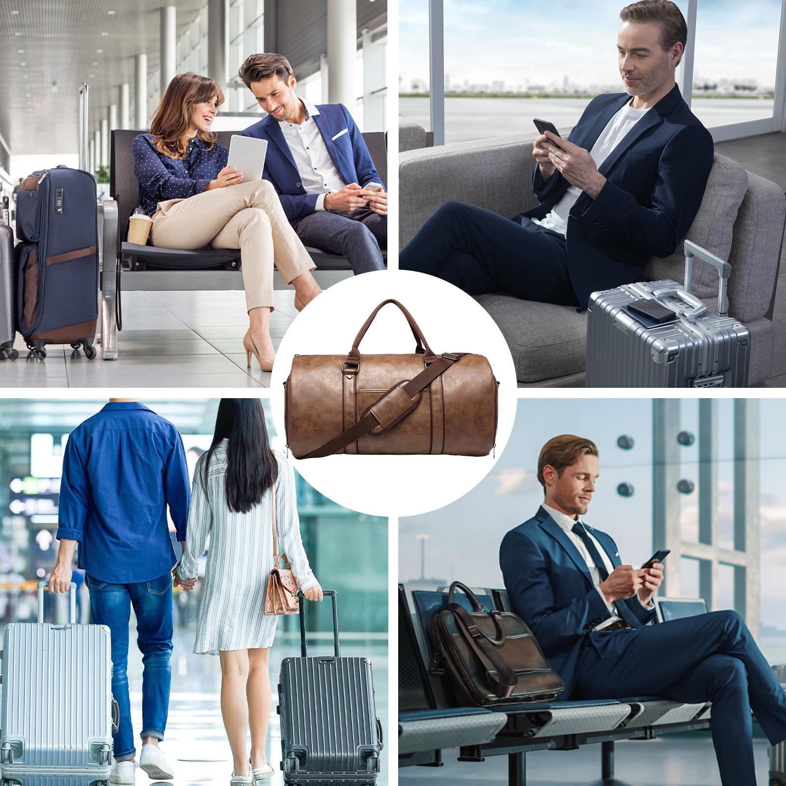 Portaabiti da viaggio, in pelle, design impermeabile, scomparto separato | per scarpe, custodia per abiti per marito, uomini e donne, uso formale da viaggio, lunga durata, grande capacità