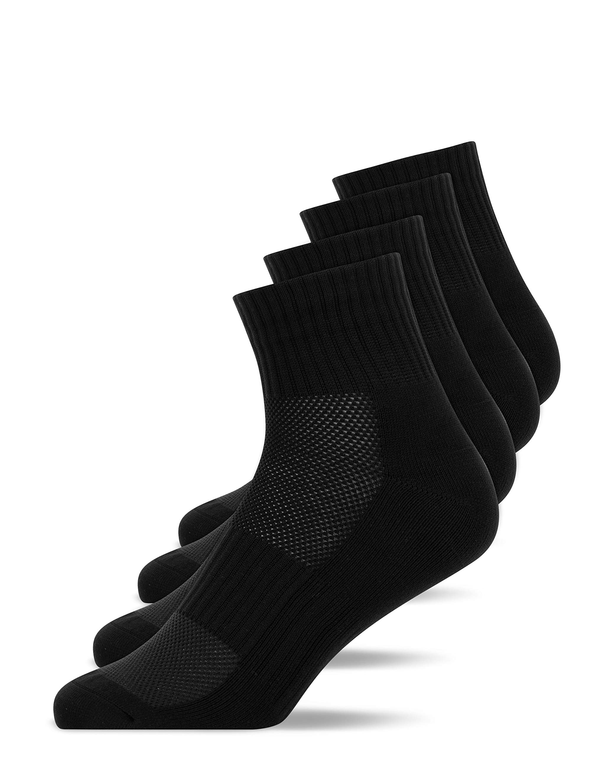 Snocks Mittelhohe Laufsocken Herren Damen 4 Paar - Atmungsaktive Sportsocken ohne Verrutschen - Gemütliche und weiche Funktionssocken - Quarter Socken Sport - Gr. 35-50