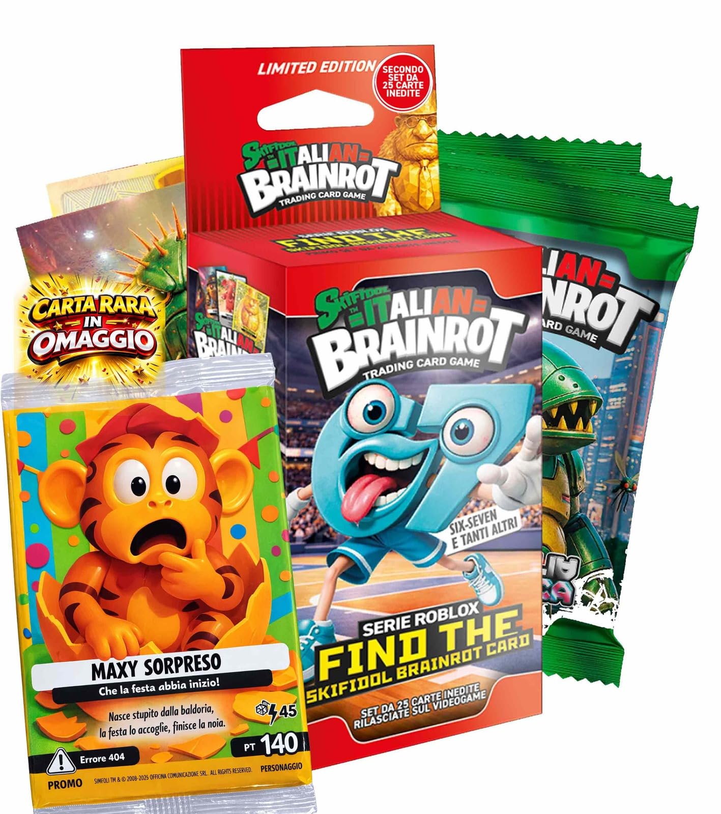 Skifidol Italian Brainrot Roblox Collezione Serie 1 + Serie 2 – 2 Deck da 50 Carte (100 Carte Totali) + Carta Promo Special “Maxi Sorpreso”