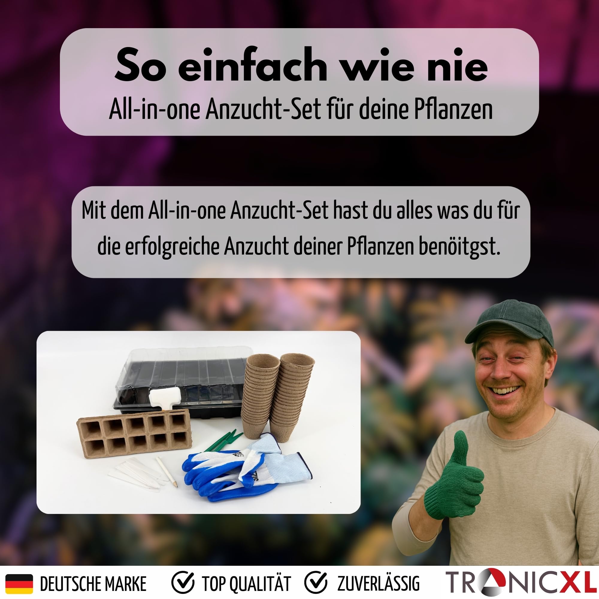 TronicXL 71-częściowy zestaw startowy do uprawy roślin, szklarnia pokojowa, doniczki do uprawy roślin, do uprawy roślin, narzędzi, nawozów, do namiotu, sadzonek, sadzonek, własnych upraw