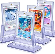 4Pcs Magnetic Card Holders for Trading Card, Baseball Card Protectors with 4 Stands, 35pt Acrylic Hard Card Sleeves Case for Sports Cards, Game Cards, Standard Cards Storage and Display