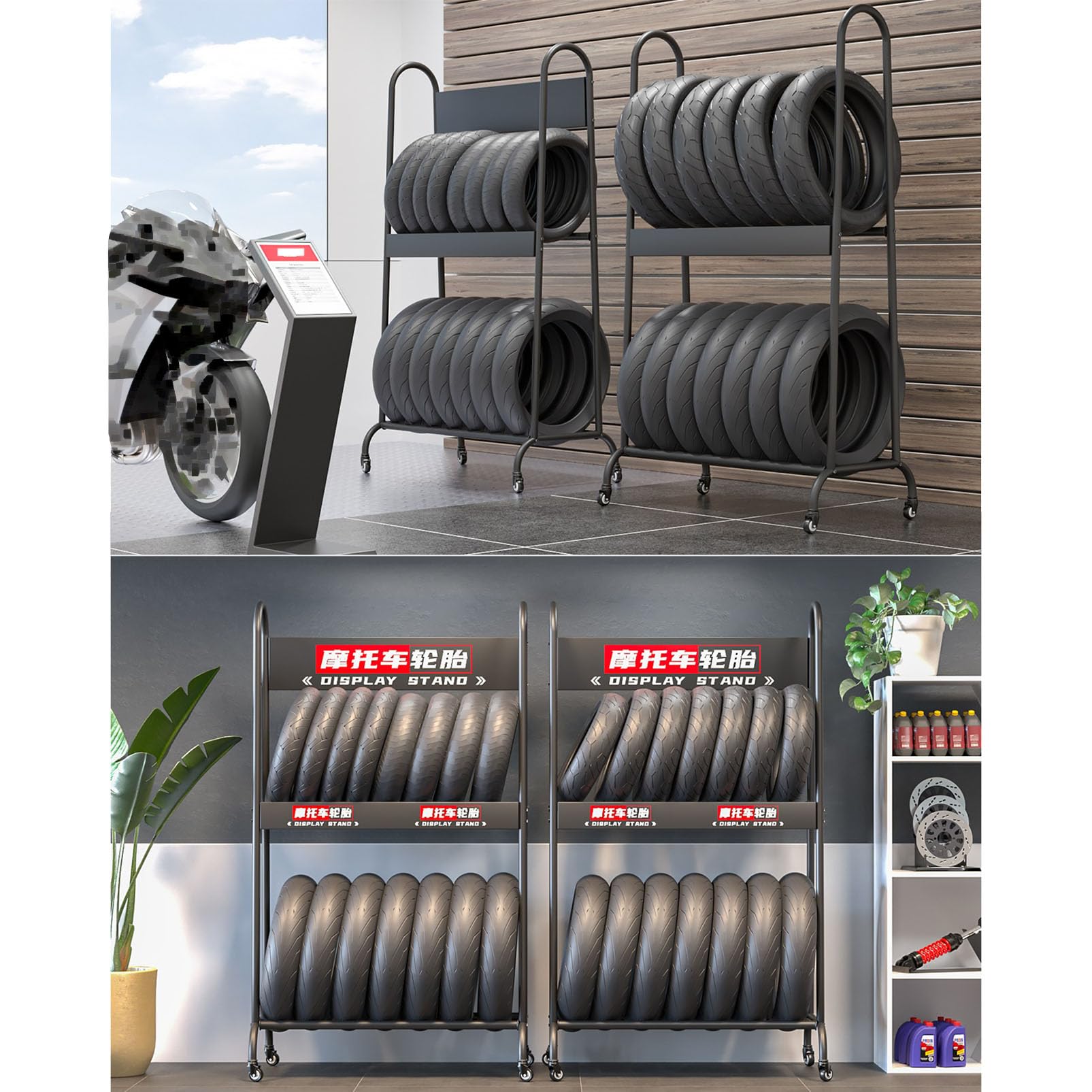 Stojak Na Opony Motocyklowe, Stojak Ekspozycyjny Na Opony, Organizer Na Opony, Stojak Na Koła, Stojak Na Opony Do Garażu, Regały Wewnętrzne/Zewnętrzne, Prace Magazynowe