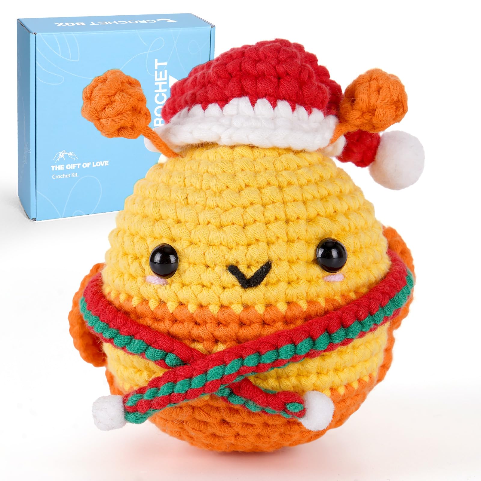 CROCHET BOX Crochet Kit for Beginners Adults - Christmas Bee Starters Crochet Kit, Beginners Crocheting Kitting for Adults Kids, Craft Gifts with Crochets Yarns, Hook, Step-by-Step Video, Instruction
