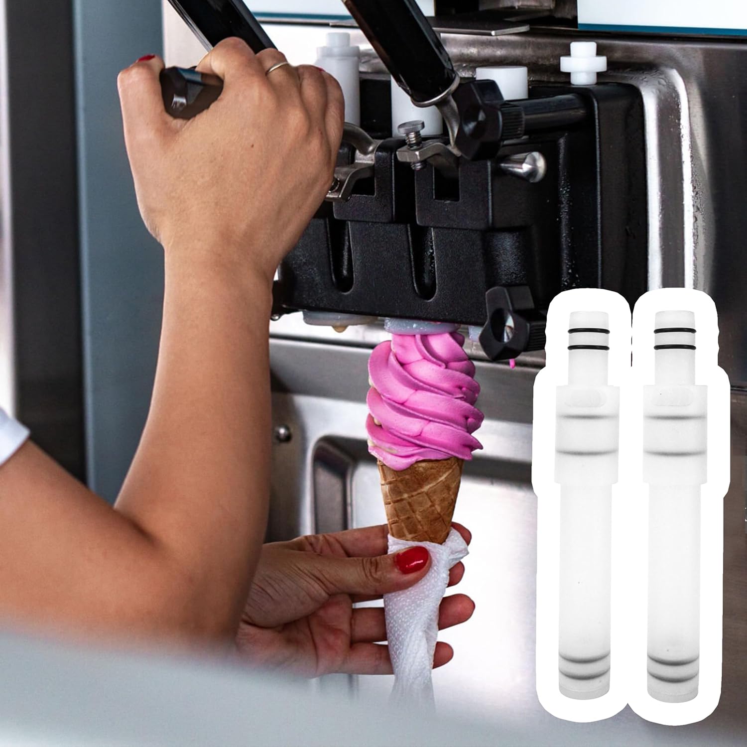 Ice Cream Maker Machine Parts – 2 PCS Puffing Air Tubes Replacement Fit for YKF VEVOR Pipes Cylinder Expansion Rod Fittings Diameter 20mm, Tube Spare Part Fitting for Soft Serve Machines Accessories