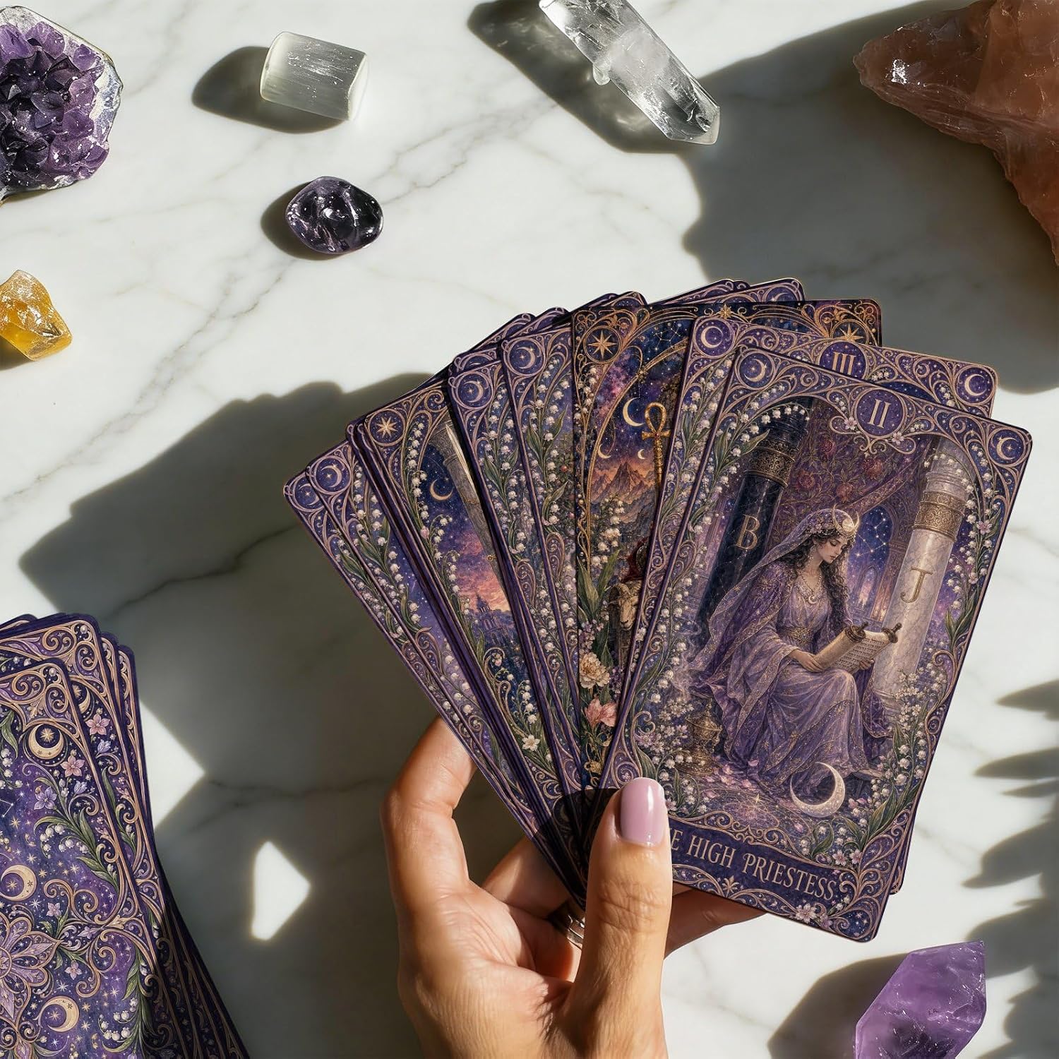Purple Floral Tarot Cards for Beginners image 3