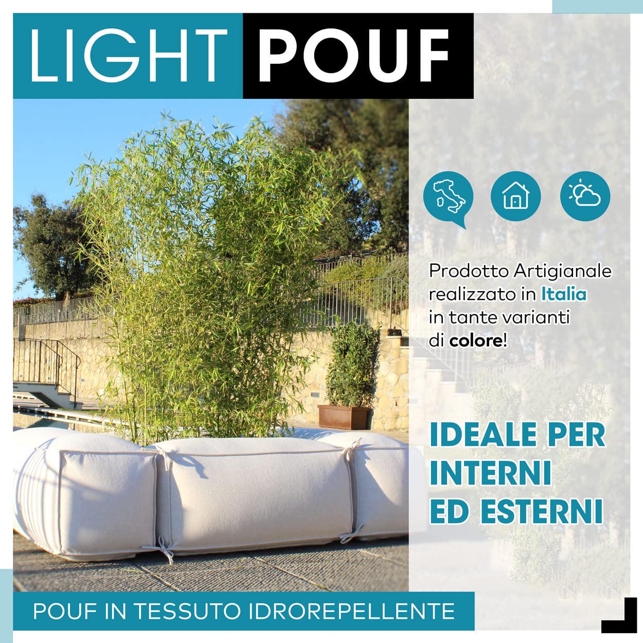 Poltrona Chaise Longue Da Esterno Con Pouf - Tessuto Idrorepellente, Imbottitura Microperle, Made In Italy - Foto 14