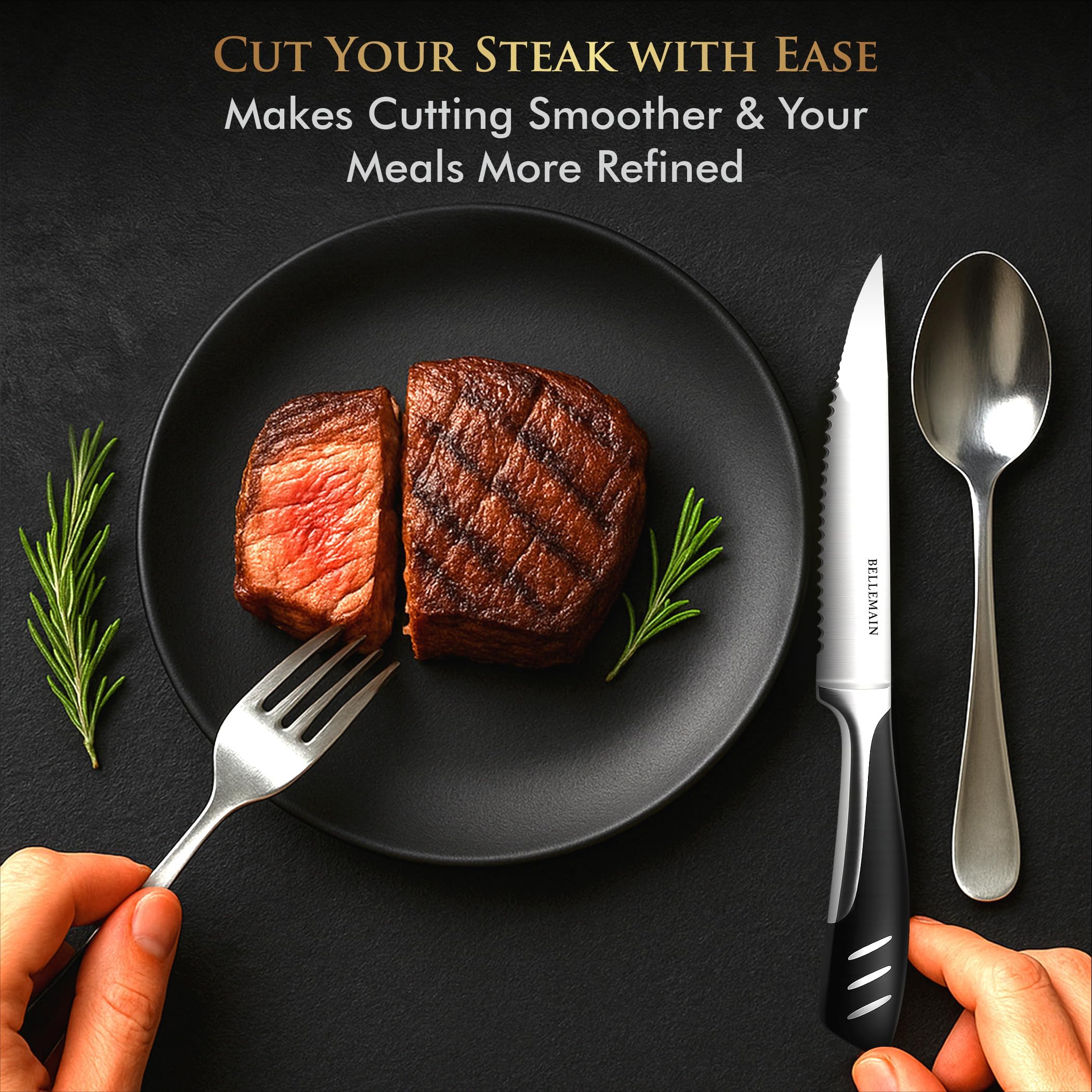 Bellemain Steak Knife Set of 8, Serrated Stainless Steel, Dishwasher Safe — Amazon image 4