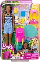 Vista 6 de Barbie Muñeca y accesorios, se necesitan dos muñecas de camping "Brooklyn" con cachorro de mascota y más de 10 accesorios