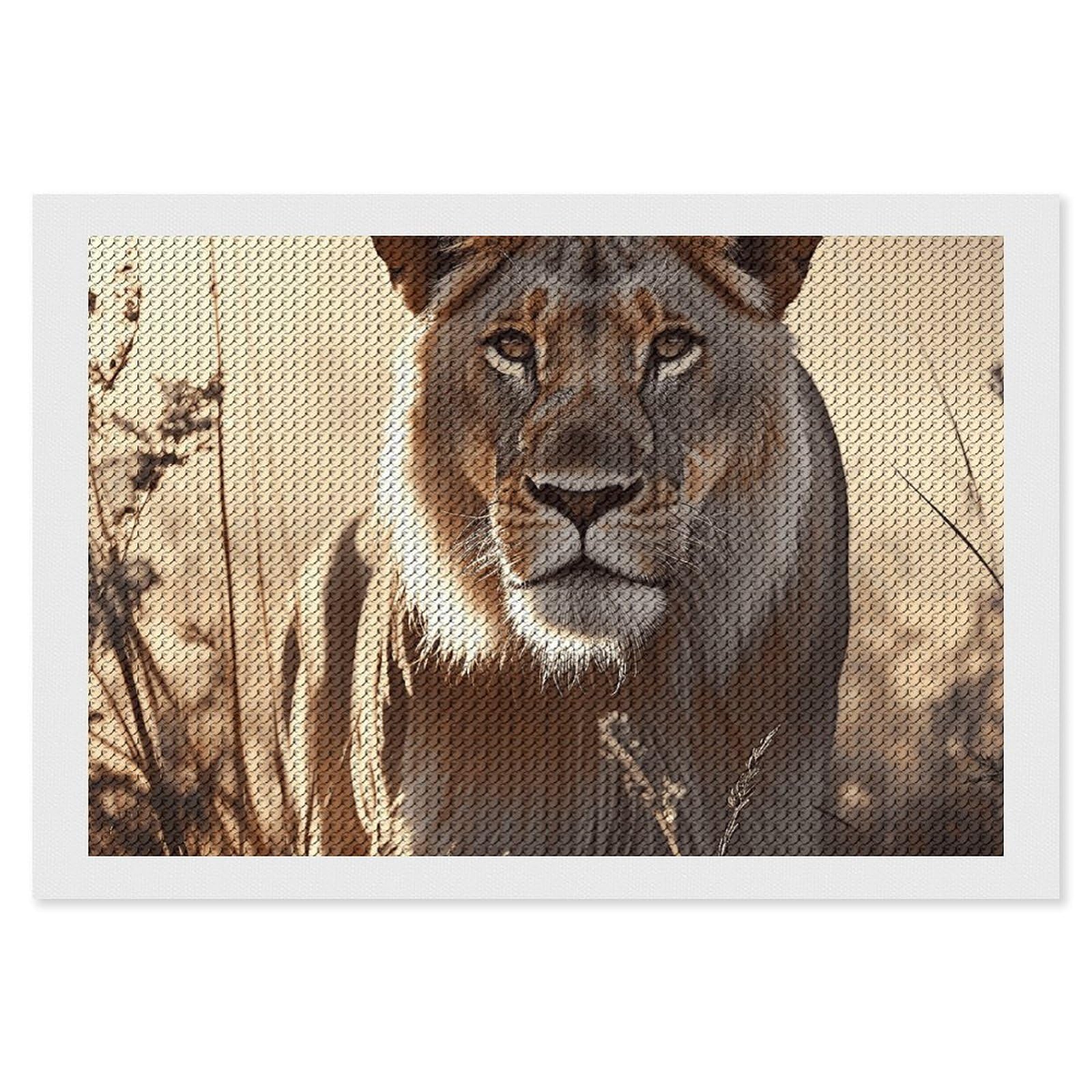 NONHAI Diamond Painting Kits for Adults - DIY Diamond Art Kits for Beginners - Full 5D Paint Drill Diamond Dots Paintings- Female Lion Diamonds Pictures Gem Art and Craft Wall Decor 8"x12"