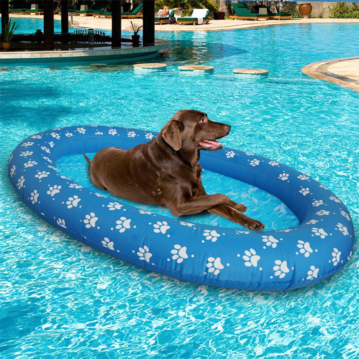 Colchón Flotante Inflable para Mascotas Azul, Portátil y Plegable | Oxford y Pvc, para Perros y Otros Animales, Uso en Piscina o Estanque, Accesorios Aleatorios