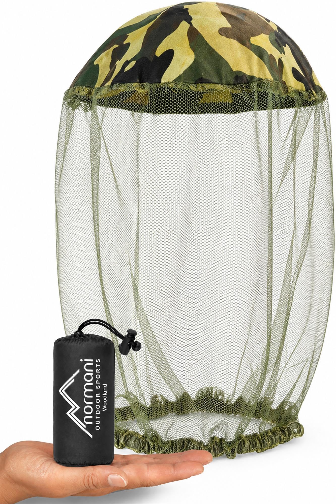 Moskito Kopfnetz – Feinmaschiger Mückenschutz für Gesicht & Kopf – Ultraleichtes Insektennetz für Camping, Wandern, Angeln, Trekking & Outdoor – Atmungsaktiv & Universalgröße Woodland OneSize