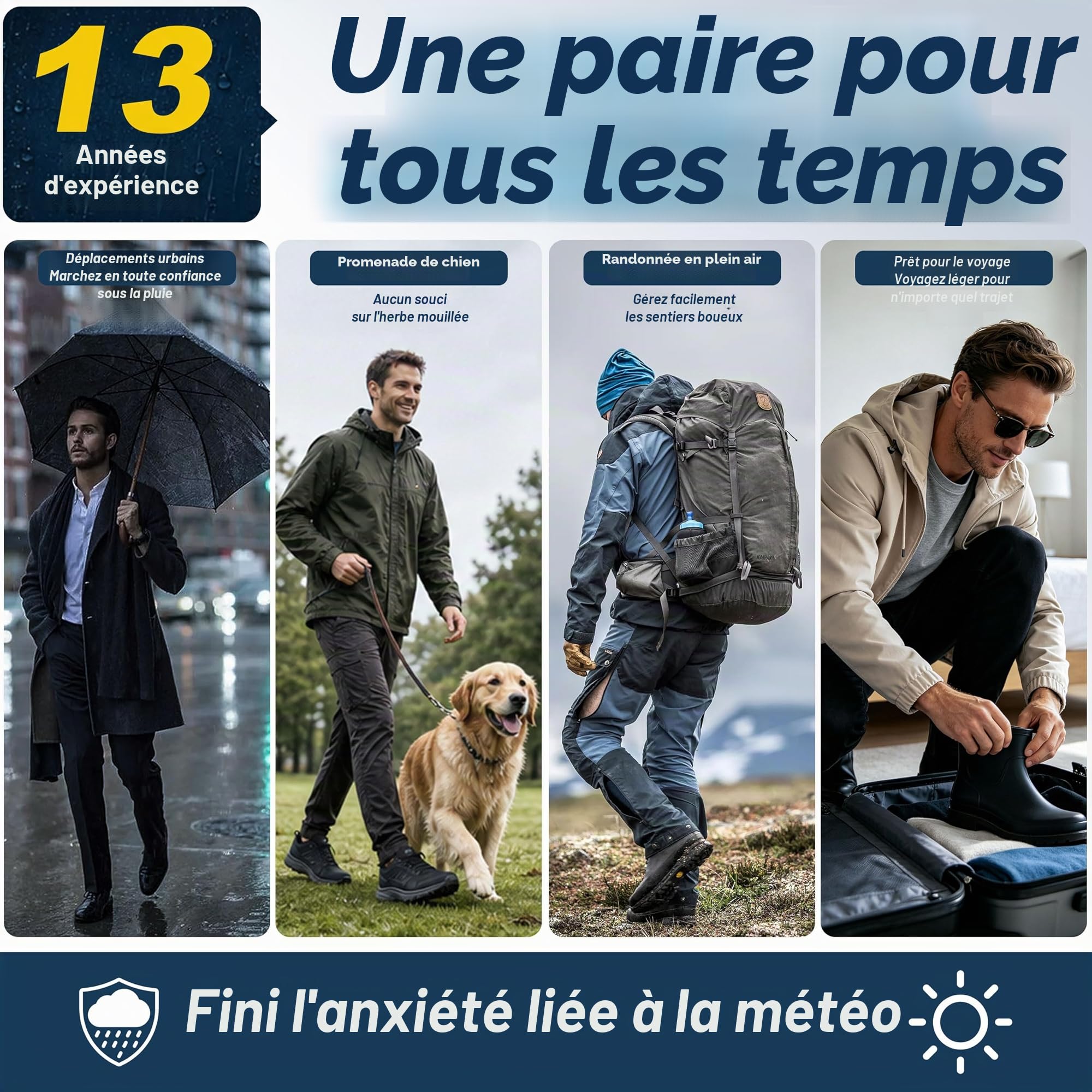 RANDY SUN Chaussettes Imperméables Respirantes, Modèle Original Unisexe pour Ski/Randonnée/Trekking/Pataugeoire/Sentier 1 Paire