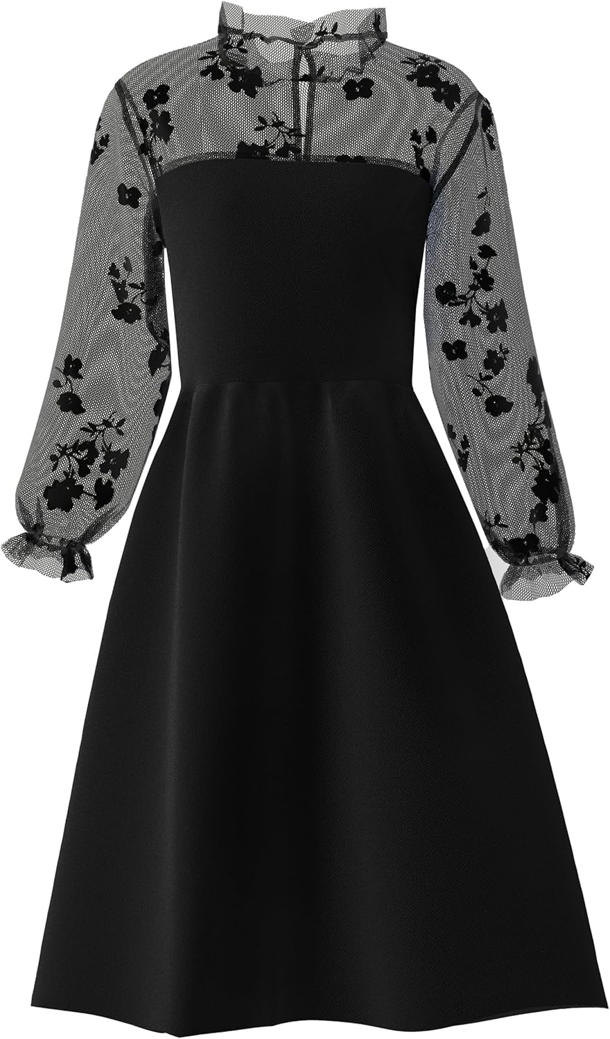 Girl's Dress Elegant Floral Lace Long Sleeve Wedding Party A Line Dress 10-14 Years - Image 3