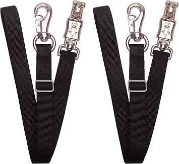 Adjustable Nylon Cross Tie for Horse2 Pack- with Strong Panic Snap and Bull Snap, Adjusts Length from 44.6" to 78.5"