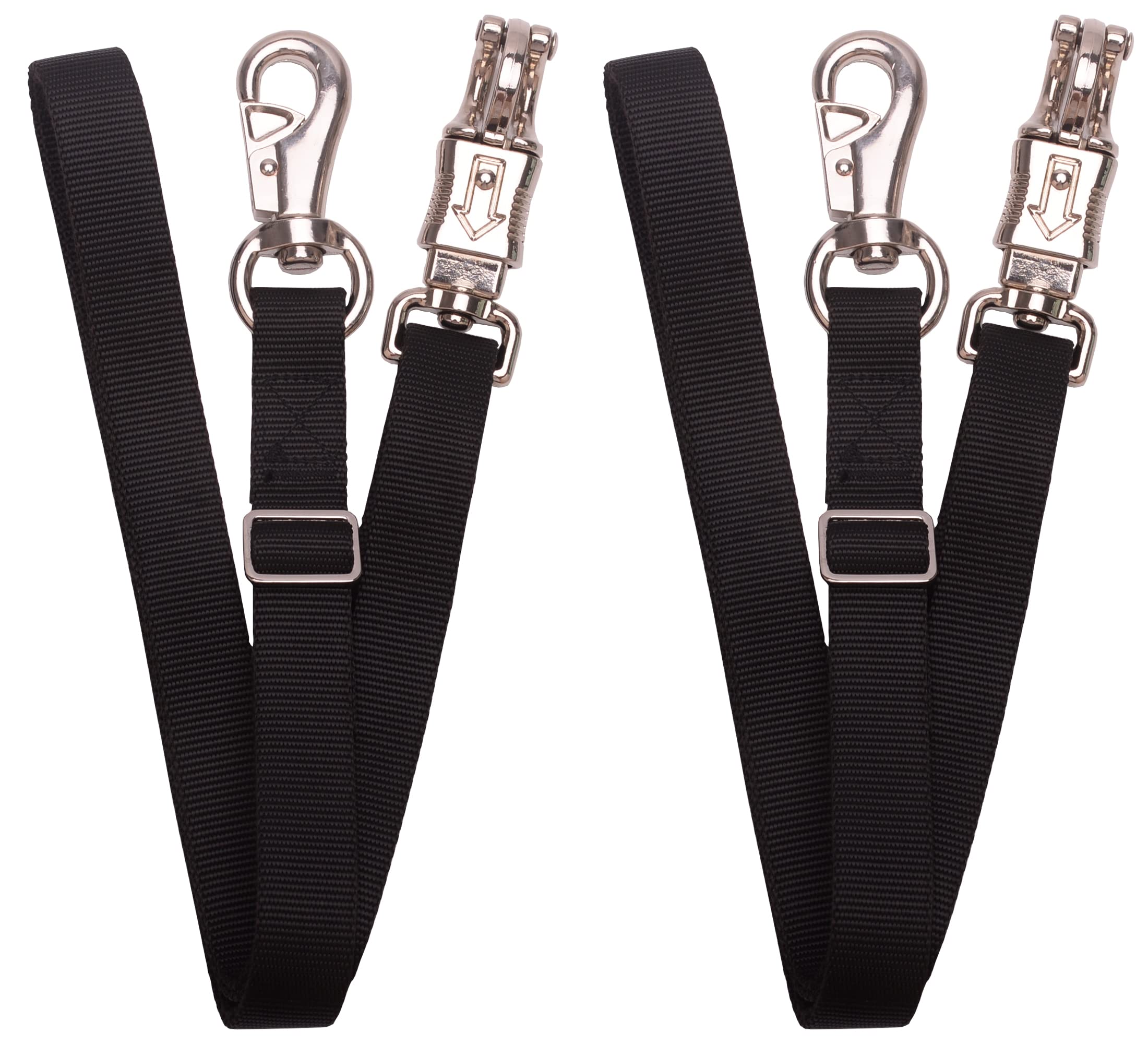 Adjustable Nylon Cross Tie for Horse（2 Pack）- with Strong Panic Snap and Bull Snap, Adjusts Length from 44.6" to 78.5"
