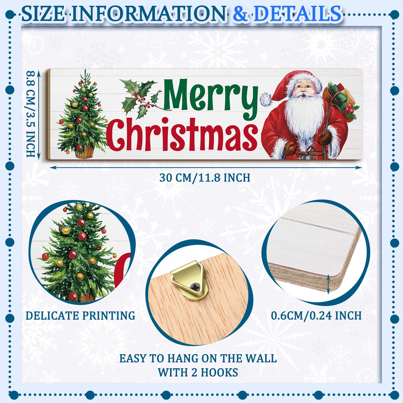 Amazon.com: 4 Pieces Vintage Christmas Wood Hanging Sign, Merry