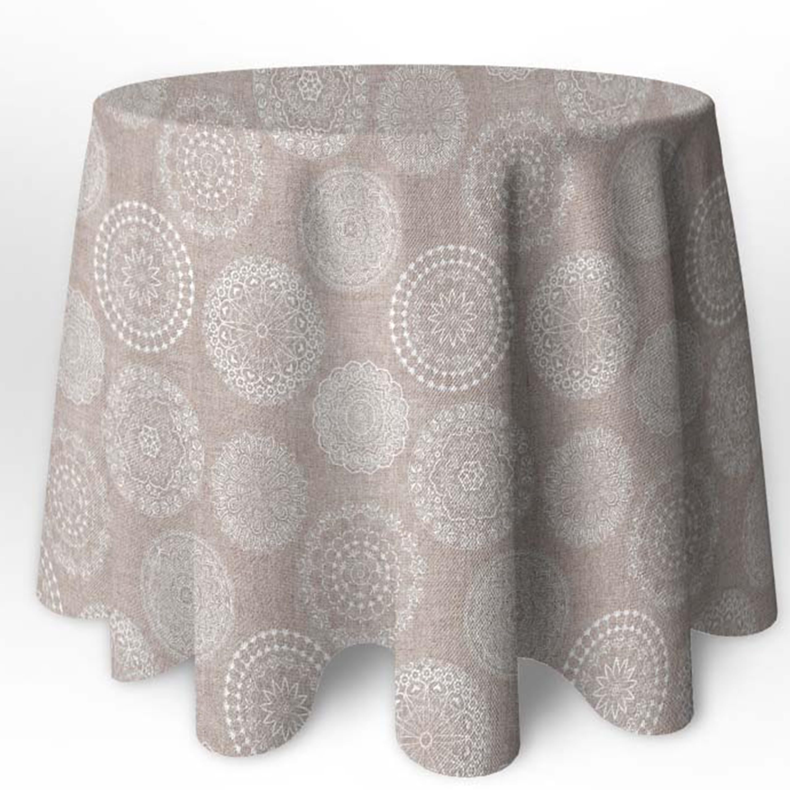LaFábricadelasTelas - Falda o Ropa de Mesa Camilla Redonda Mandala Primavera Verano Loneta Estampada algodón, Faldón Faldilla enagüilla (Beige, 70cm Diametro)
