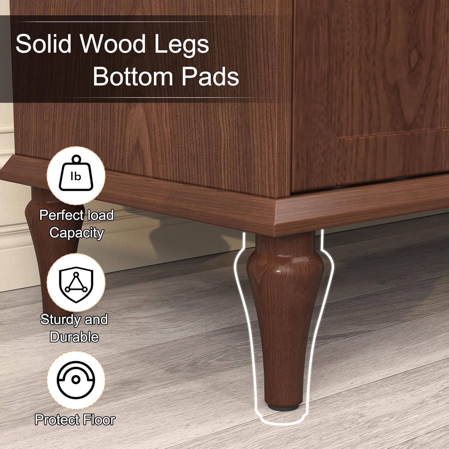 ARTPOWER Sideboard Buffet Cabinet with Storage, 58'' Mid-Century Modern Storage Cabinet with 4 Doors and Adjustable Shelves, Accent Style Sideboard for Entryway, Dining Room, Living Room, Brown - Image 8