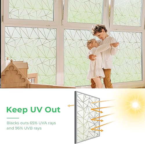 Miniatura 3 de Coavas Película de privacidad para ventana de vidrio esmerilado para ventanas vidrieras para baño esmerilado calcomanías no adhesivas decoraciones