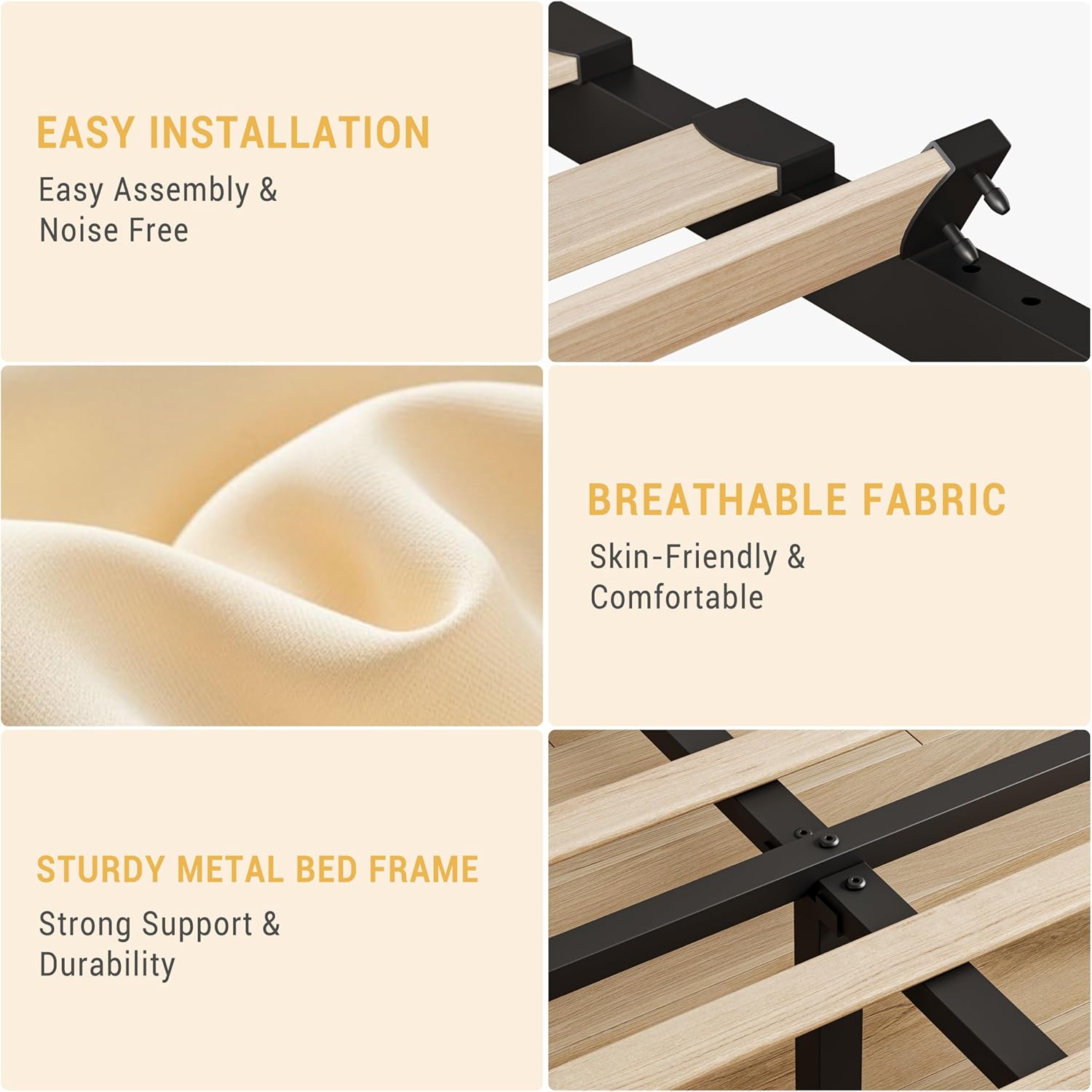 GarveeHome Bed Frame with Headboard Adjustable, Velvet Upholstered Tufted Platform Bedframe No Box Spring Needed (Beige(Velvety Matte Finish), Full)