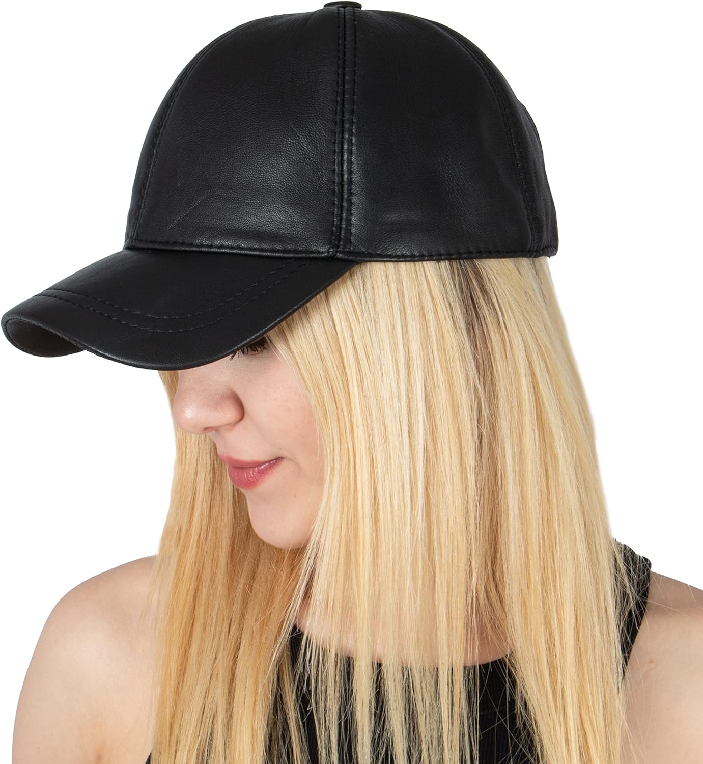 HATSQUARE Genuine Leather Unisex Baseball Cap - Image 4