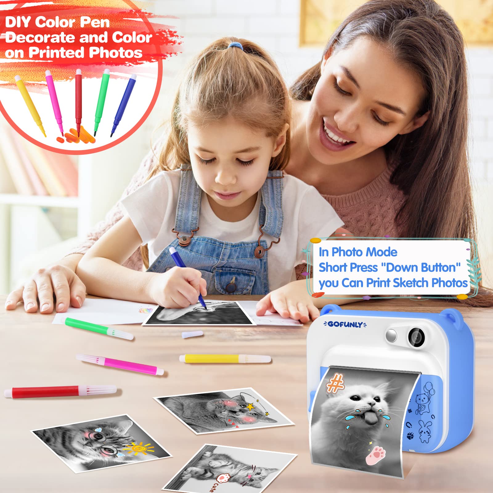 CAMCLID Appareil Photo Enfant 1080P HD Avec Double Objectif, 32 Go Carte, Jeux, Filtres – Cadeau Anniversaire/Noël Pour Filles Et Garçons 3-12 Ans (Rose)