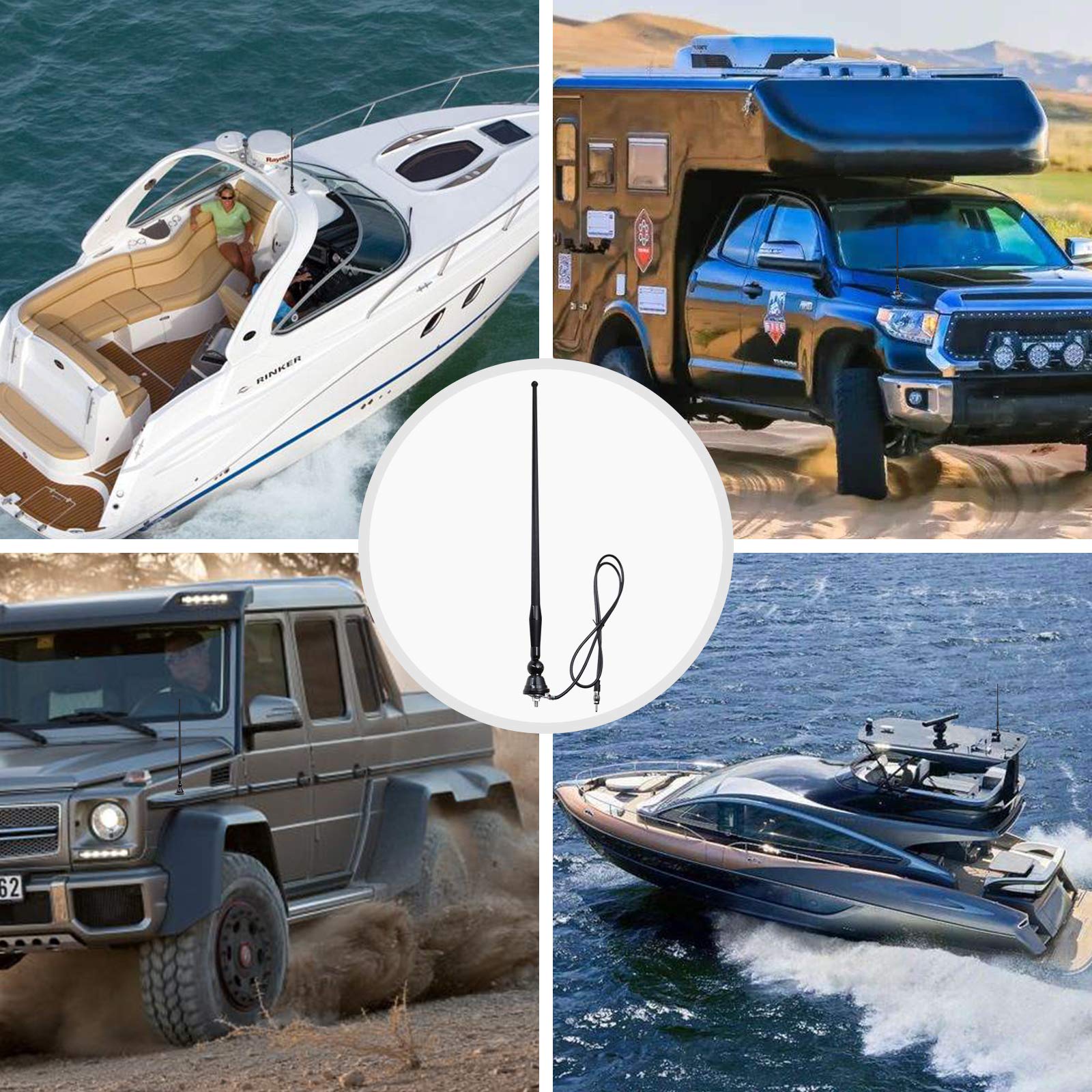 Buy JAPower 16 Inches Black Boat Antenna Waterproof Rubber Flexible