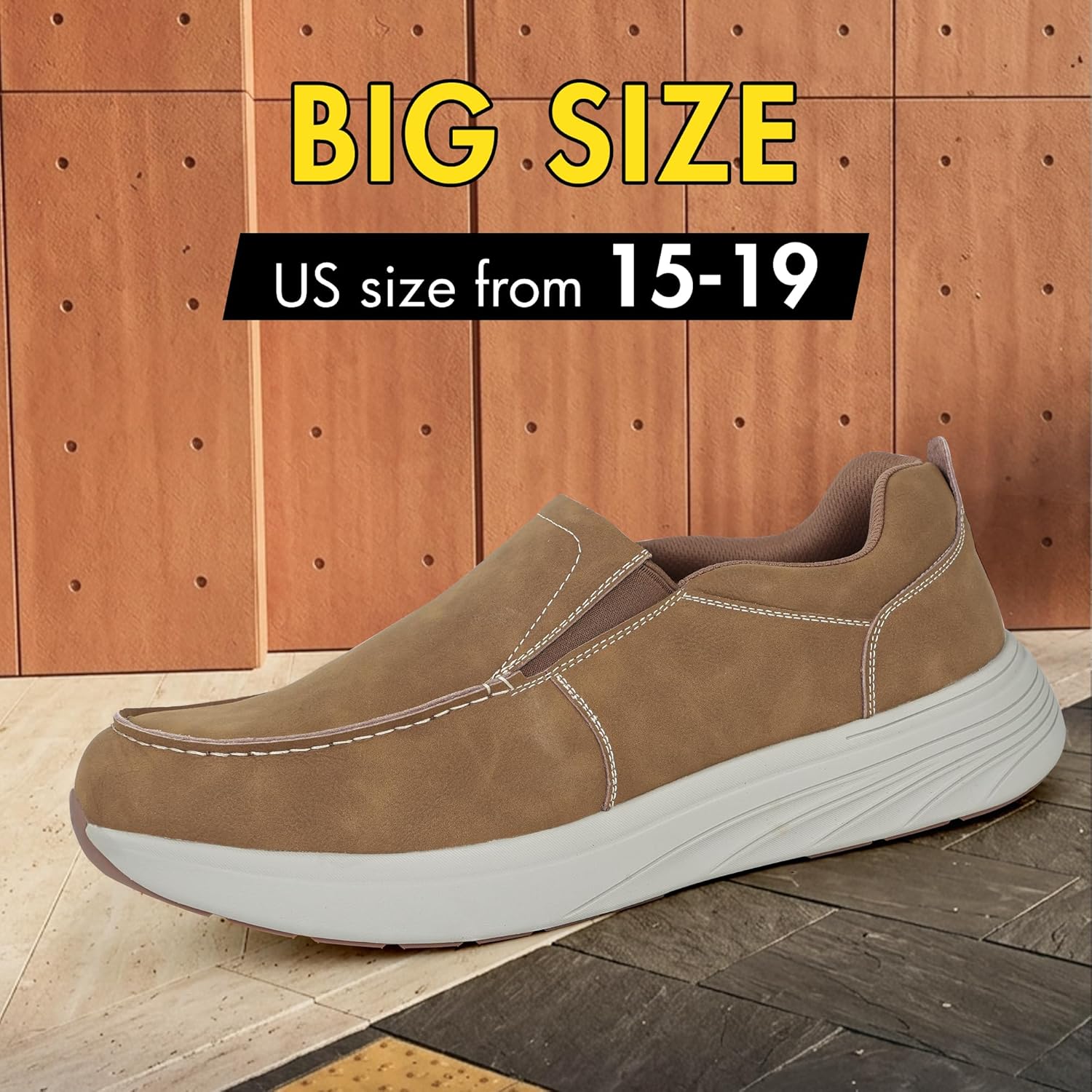 Hawkwell Plus Men's Plus Size Wide Fit Casual Loafers & Slip-Ons Lightweight Walking Sneakers US Sizes 15 16 17 18 19