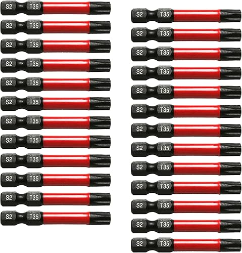 Vista 14 de 50 piezas T30 Torx Star 6 Point T-30 Impact Ready 1 pulgada de largo Destornillador Insertar Bits Hex Shank con ranura de liberación rápida Estándar