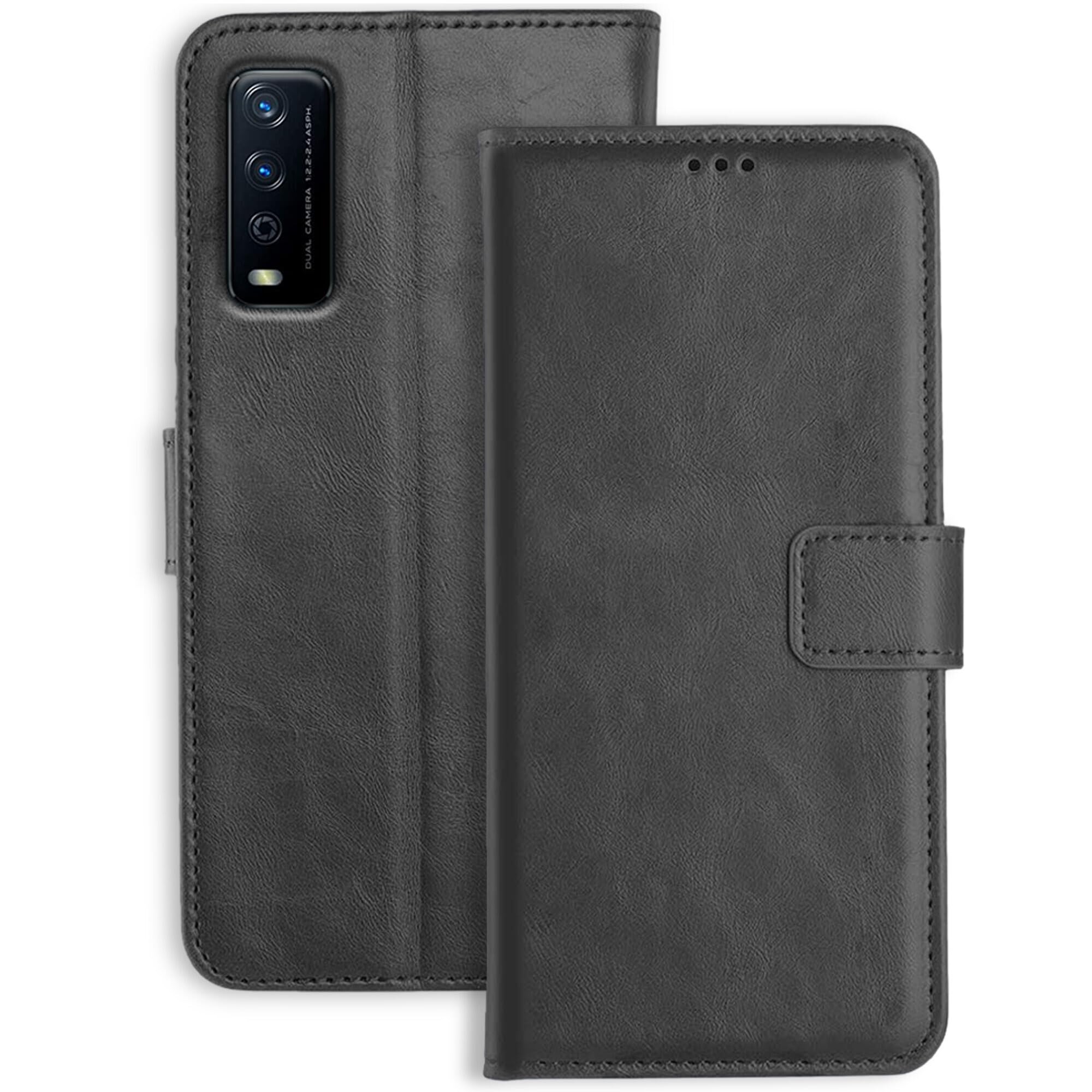 Orosky Vivo Y12S Leather Flip Cover | Shockproof | 360 Protection | Wallet Style Magnetic Closure Back Cover Case for Vivo Y12S (Black) (B092JQD7MK) Amazon Price History, Amazon Price Tracker