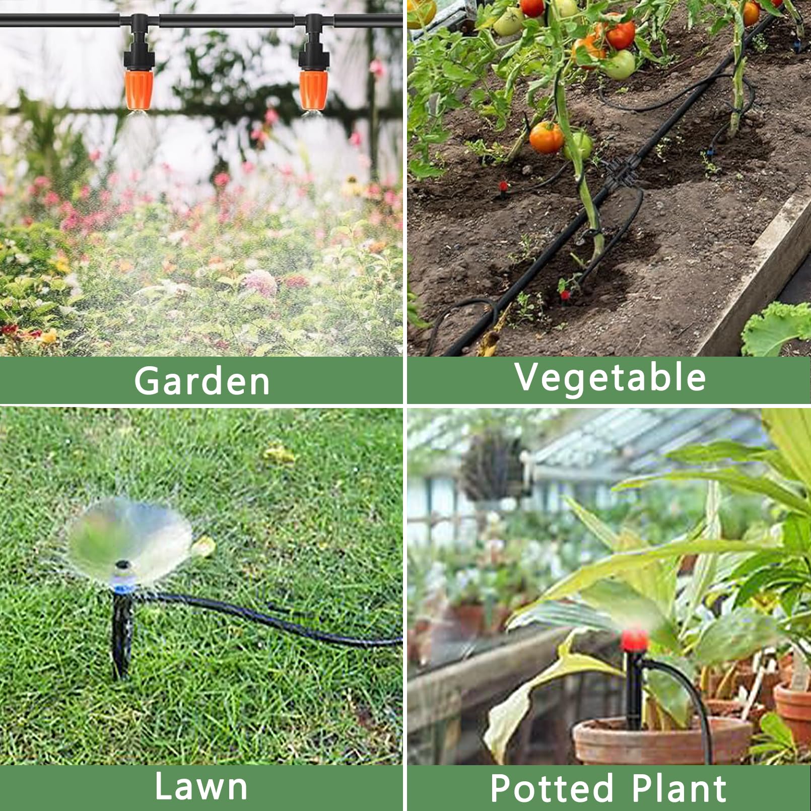 Sistema de riego por goteo de 200 pies + 40 pies, sistema de riego de jardín con tubo principal de 8/11 mm, tubo de riego de distribución de 4/7 mm y accesorios, sistema de riego para jardín,