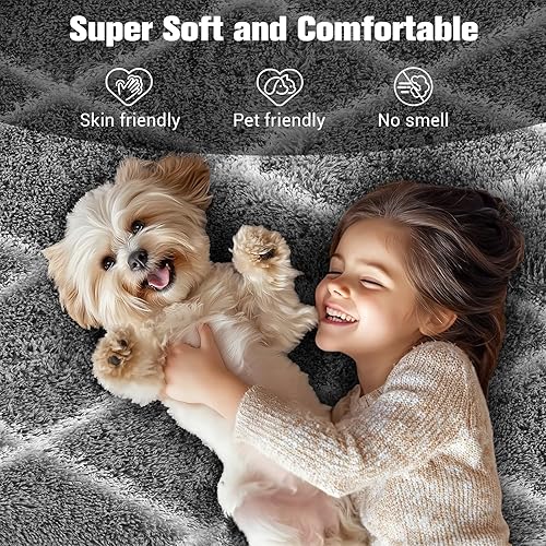 Miniatura 3 de Tapete esponjoso para dormitorio, sala, habitación de los niños, habitación del bebé o decoración de hogar, a rayas, a cuadros, antideslizante, pelo