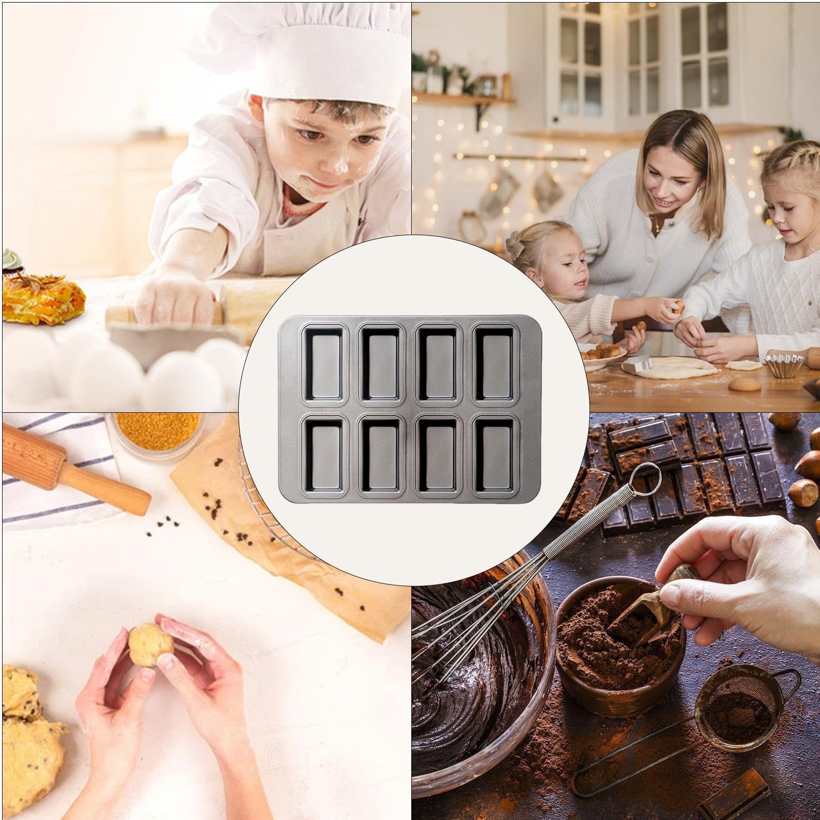 Bandejas para hornear de pan, pequeños moldes de tarta de queso - Pequeño moldes de pan - Rectángulo de bandeja de muffin de muffin antiadherente de carne de 8 cavidades para bandeja de cupcake de