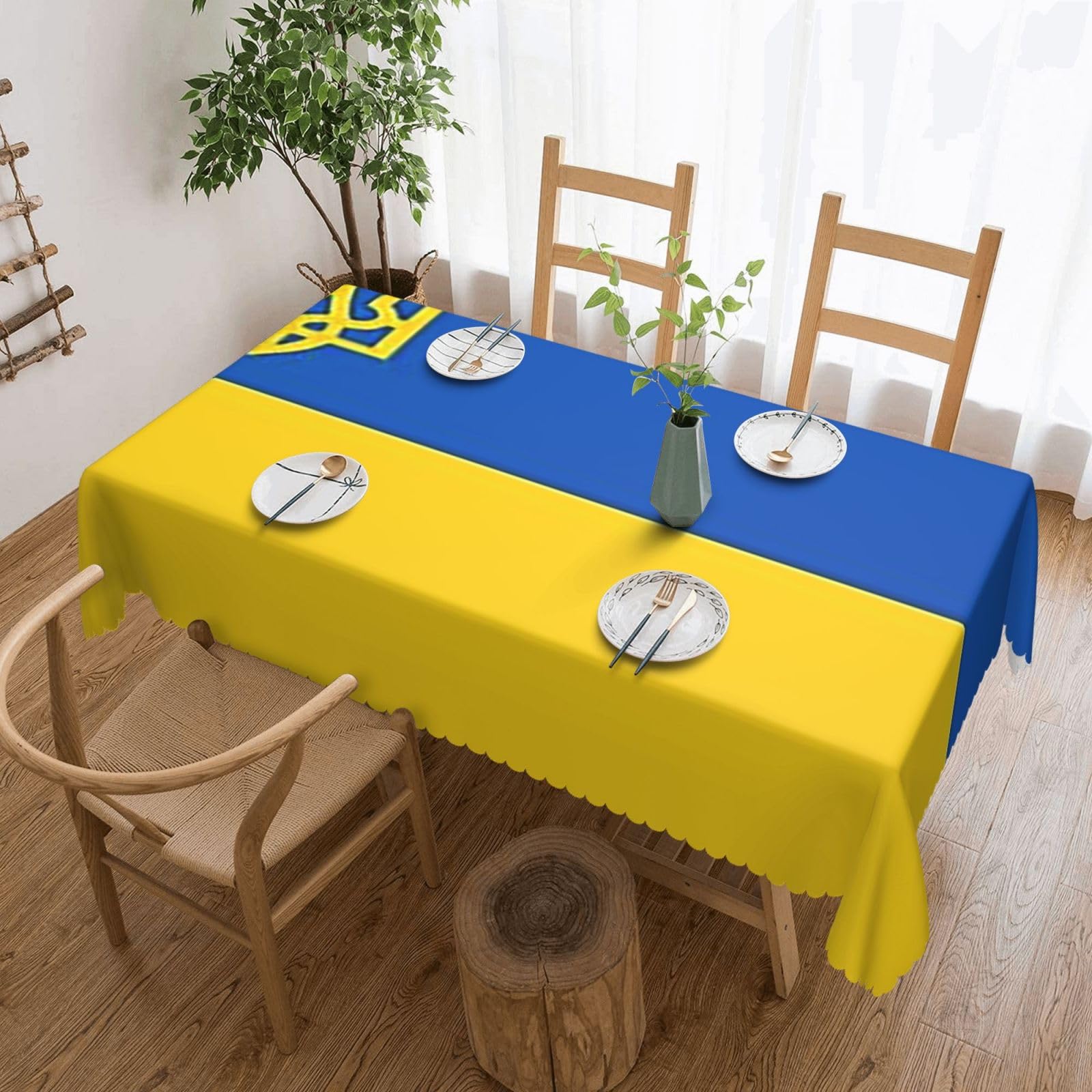 SMAZDFXX Ukraine Flag 54 x 72in Table Cloth,Polyester Rectangle Tablecloth for Kitchen Dining