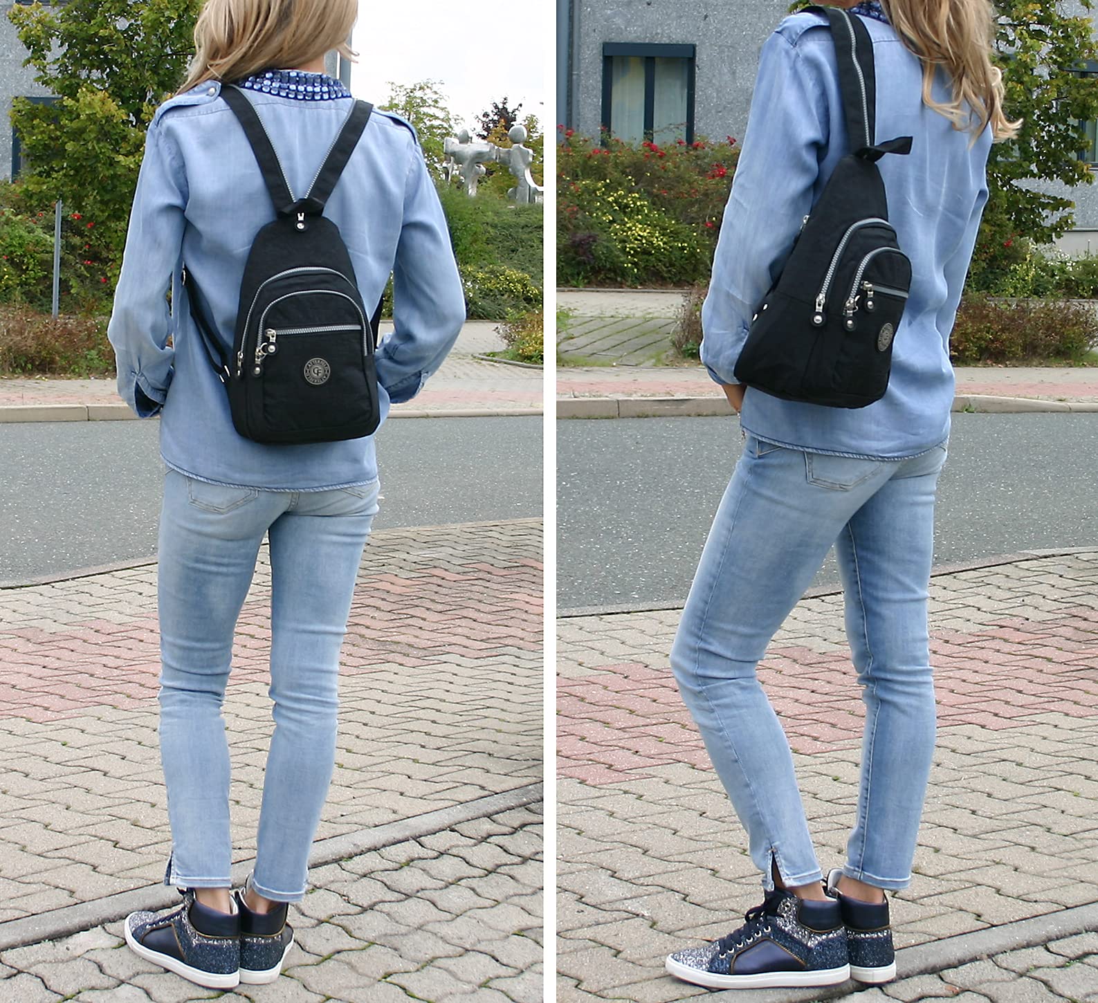 Zaino da città da donna in nylon - zainetto sportivo leggero tempo libero
