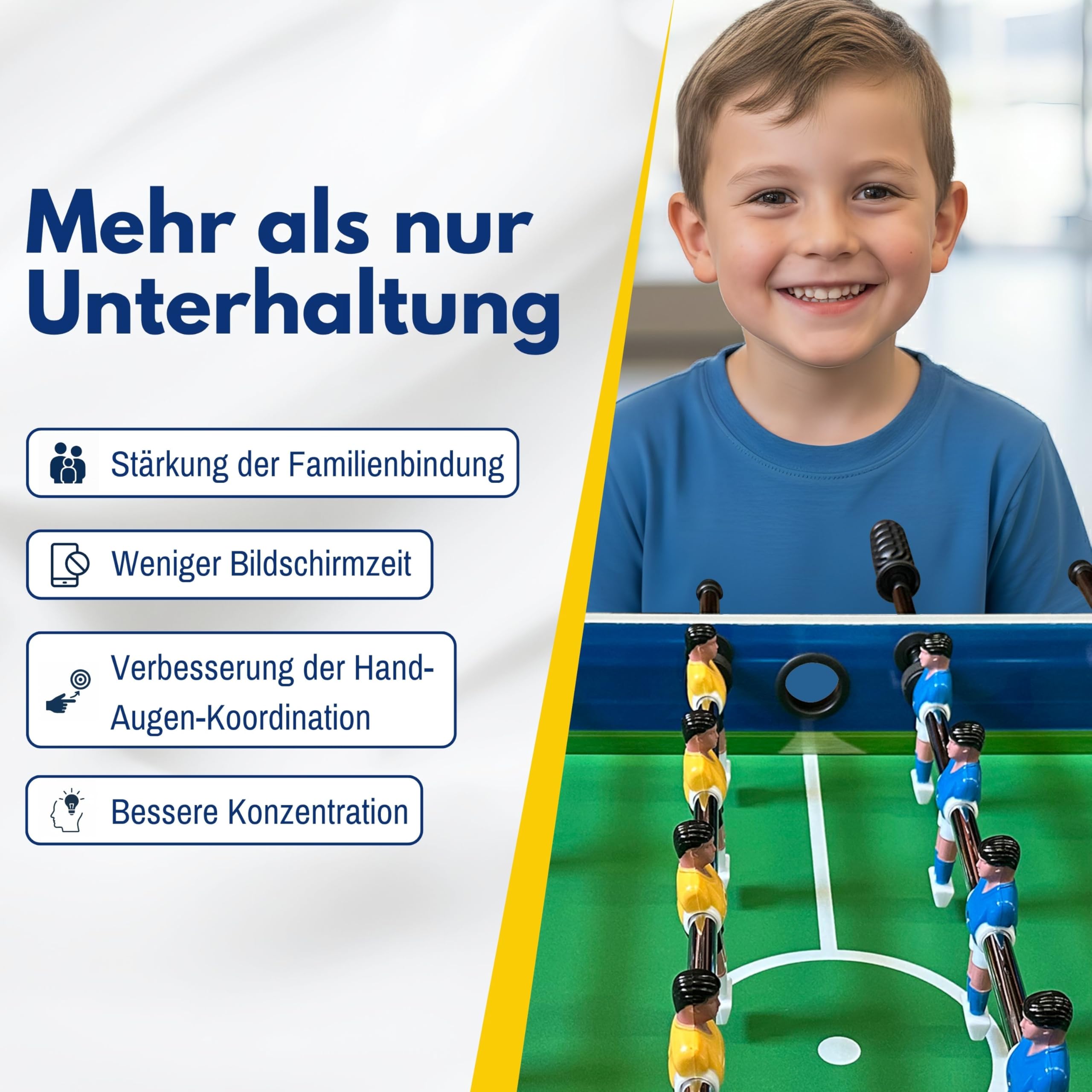 BEST SPORTING Tischkicker Kinder & Erwachsene | Kickertisch Spiele, Tischfussball & Fußball Spielzeug – inklusive 2 Kickerbälle, höhenverstellbare Füße, Antirutsch-Griffe, Atomic-Soccer Design