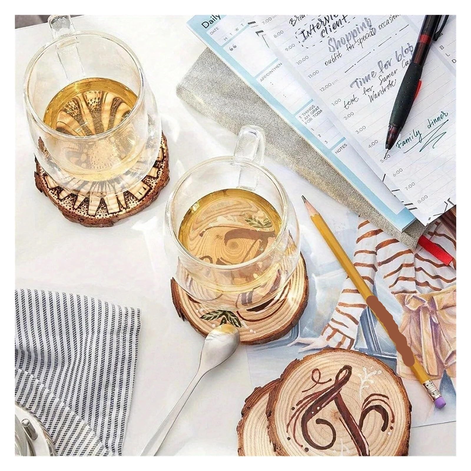 30pcs- Pine Coaster Round Unfinished Wood Para Decorar