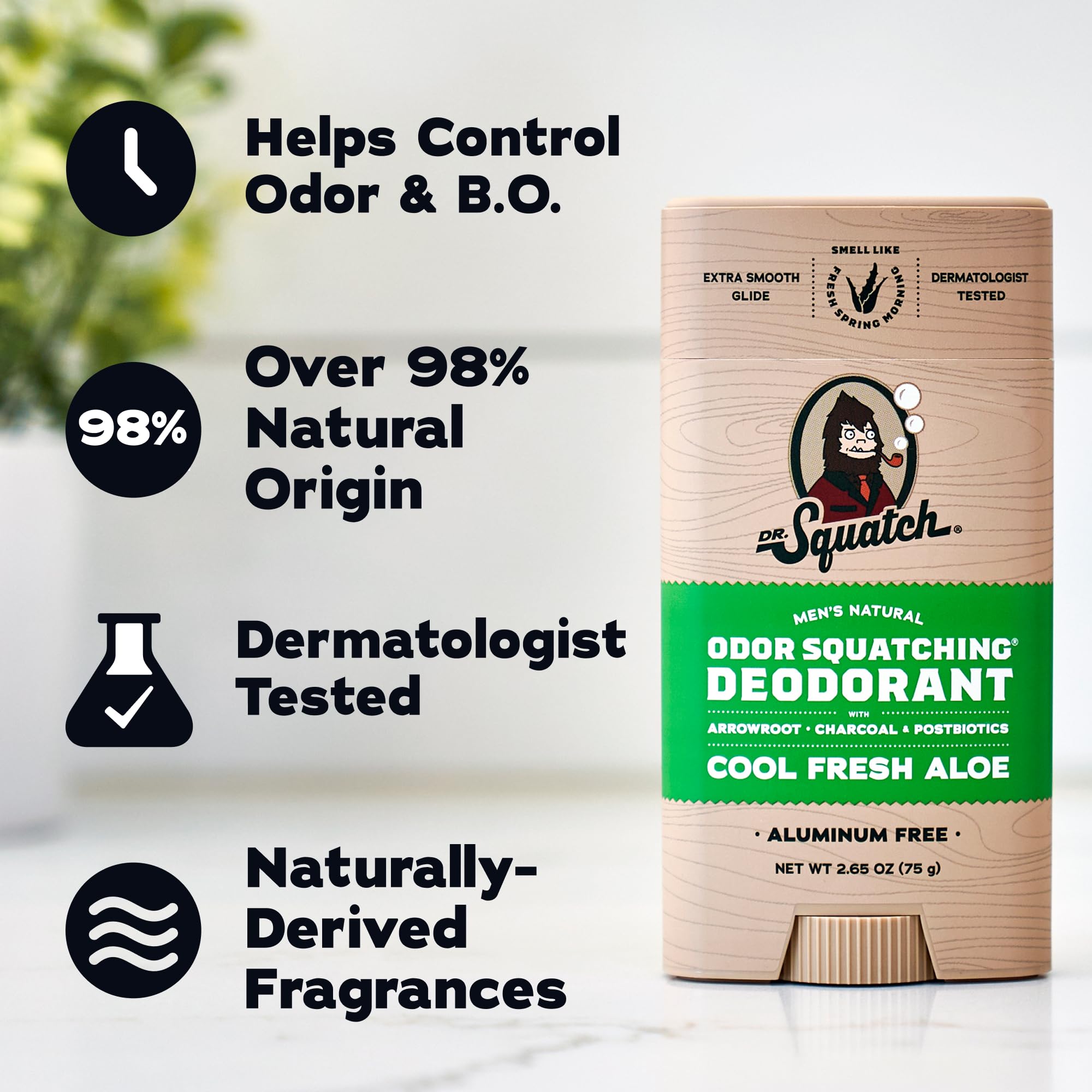 Dr. Squatch Natural Mens Deodorant Aluminum Free Natural Deodorant Men with Charcoal & Postbiotics for 72-Hour Odor Protection Summer Citrus Cool Fresh Aloe 2.65oz Stick 2-Pack product thumbnail 8