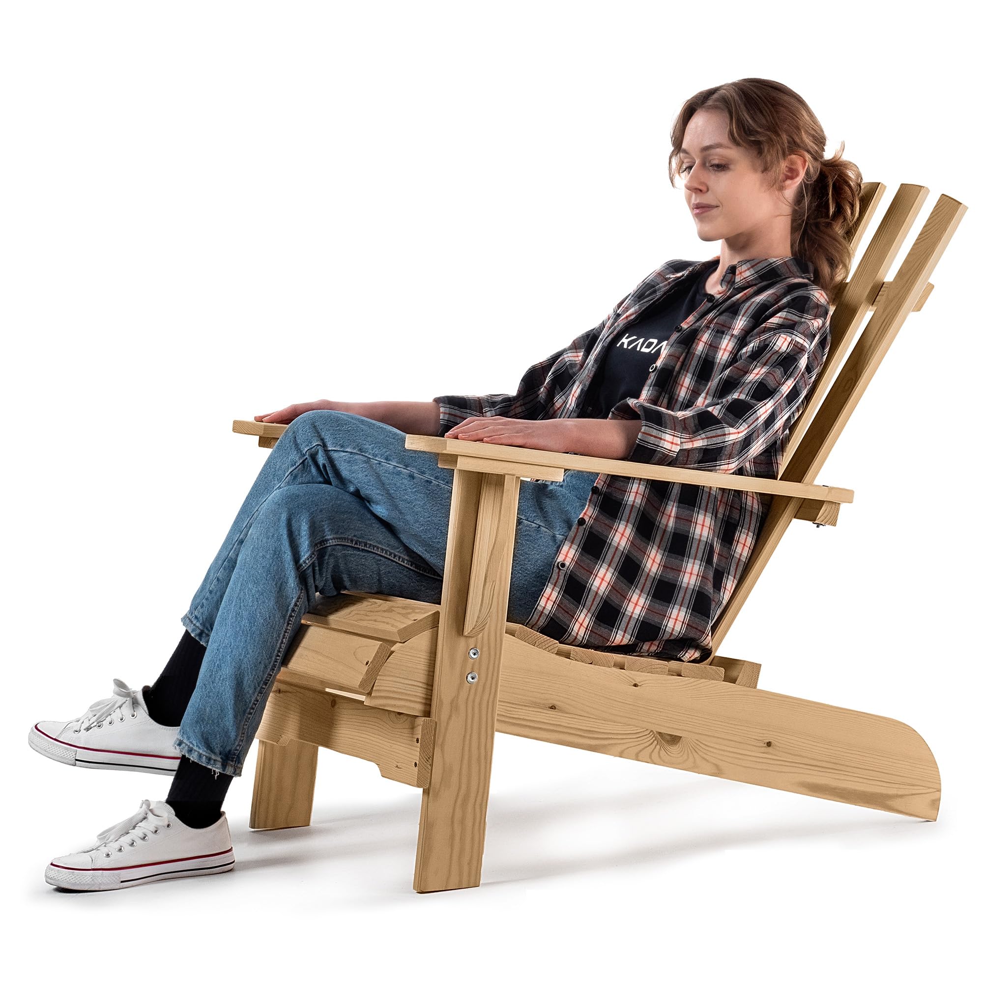 KADAX Adirondack Chaise de jardin en bois, avec dossier haut et accoudoirs, chaise de relaxation, fauteuil d'extérieur en bois pour jardin, foncé