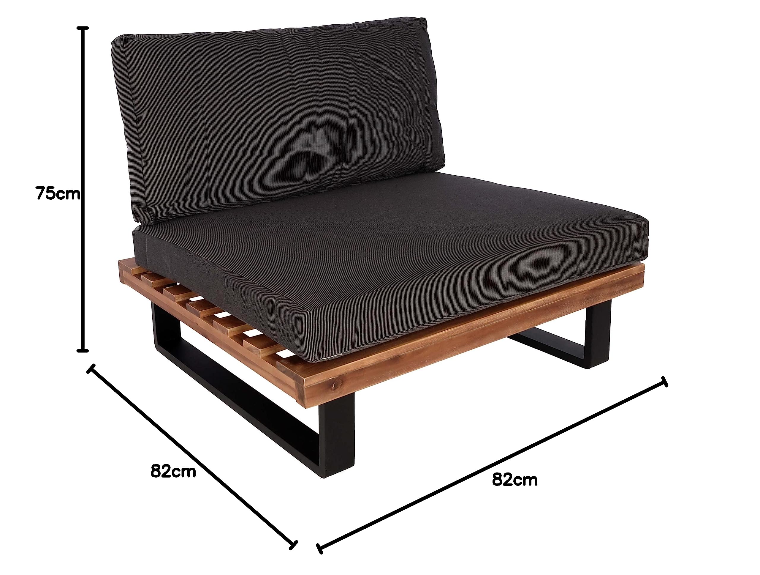 Mendler HWC-H54 - Sillón de jardín (madera de acacia, aluminio con certificado FSC®, tapizado en gris oscuro)