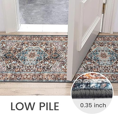 Miniatura 3 de KOZYFLY Alfombra de pasillo de 2 x 6 pies, lavable, antideslizante, alfombra de pasillo de cocina, color marrón, alfombra de noche, alfombra de