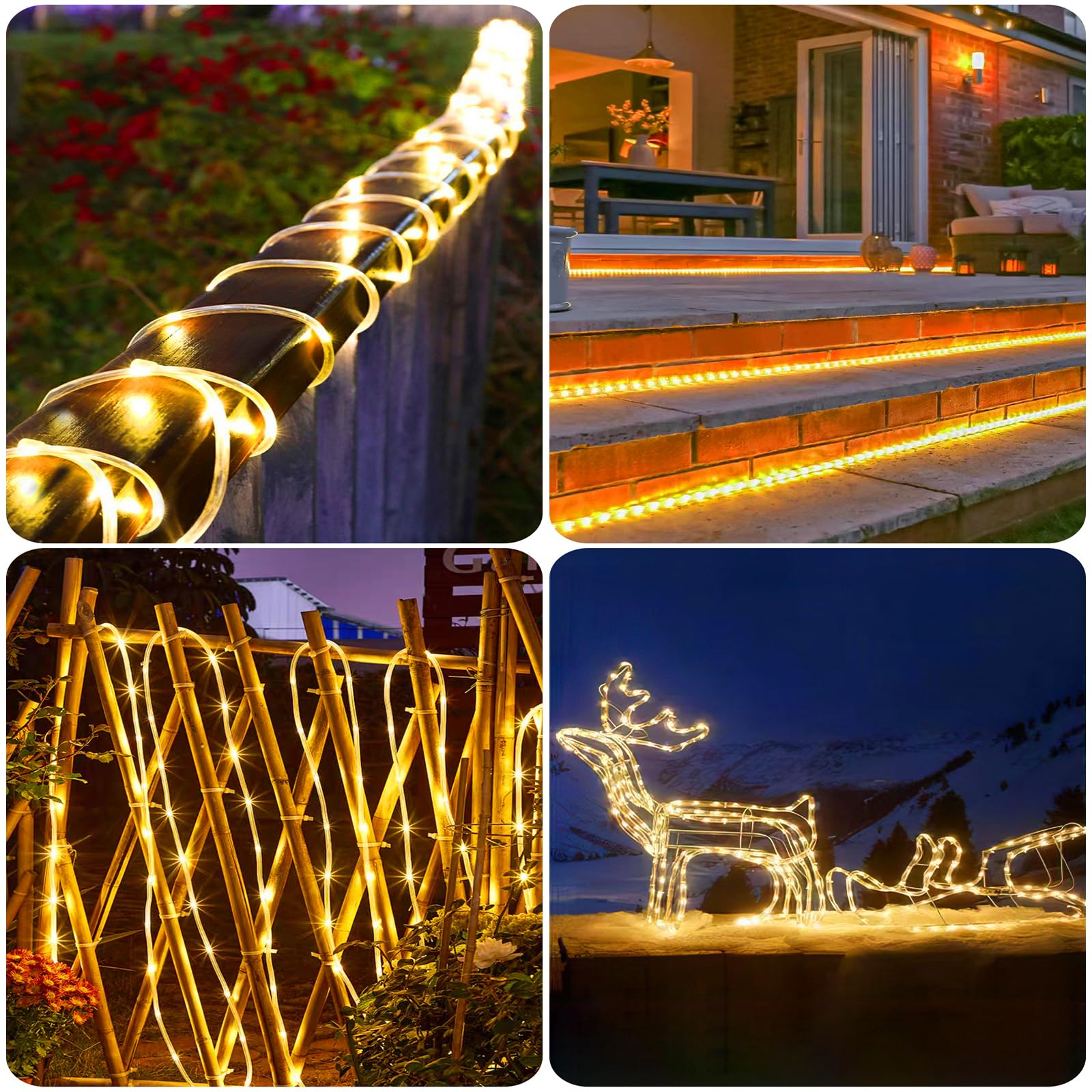 Corda luminosa a energia solare con 500 LED, 51,8 m, 19 modalità, alimentata ad energia solare e ricaricabile tramite USB, impermeabile, con telecomando, dimmerabile, per piscina, cortile, feste