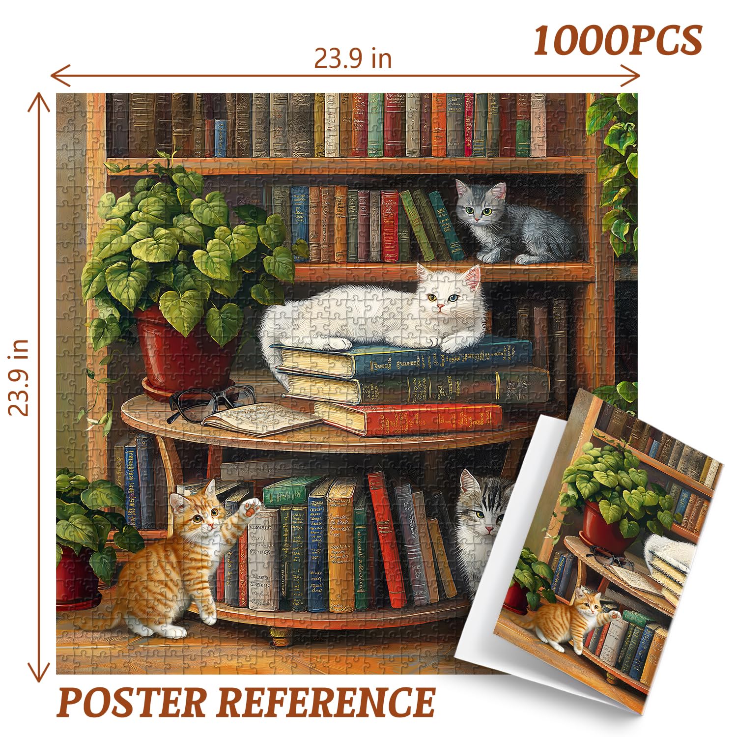 PICKFORU 1000 Teile Katzen Puzzle Für Erwachsene – Buntes Blumen- Und Kätzchen-Motiv, 60x60 Cm, Perfekt Als Deko
