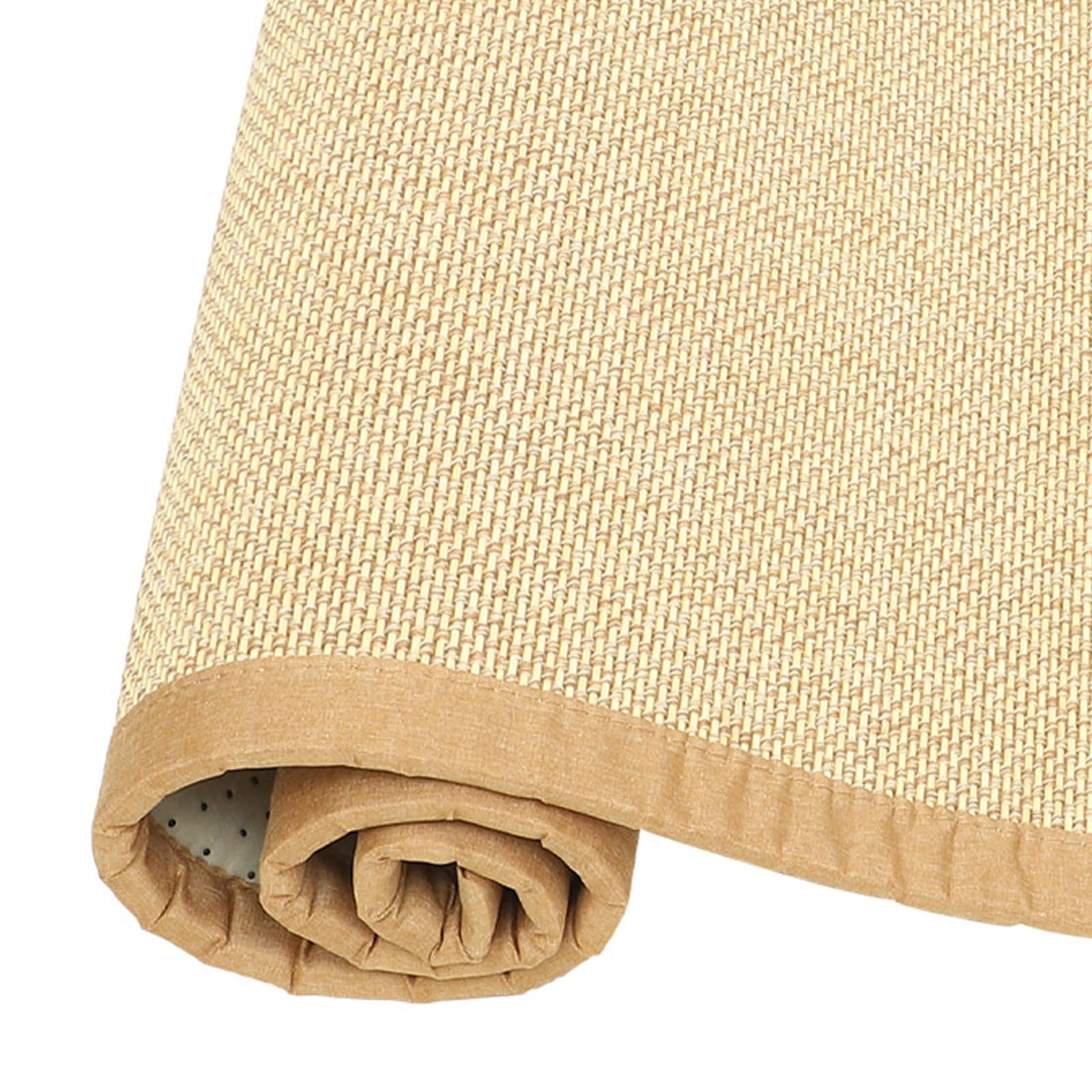 Estera de Tatami Tradicional de Bambú y Lino de Algodón, Alfombrilla Rectangular Fácil de Cuidar y Resistente para Sala de Descanso o Sala de Yoga