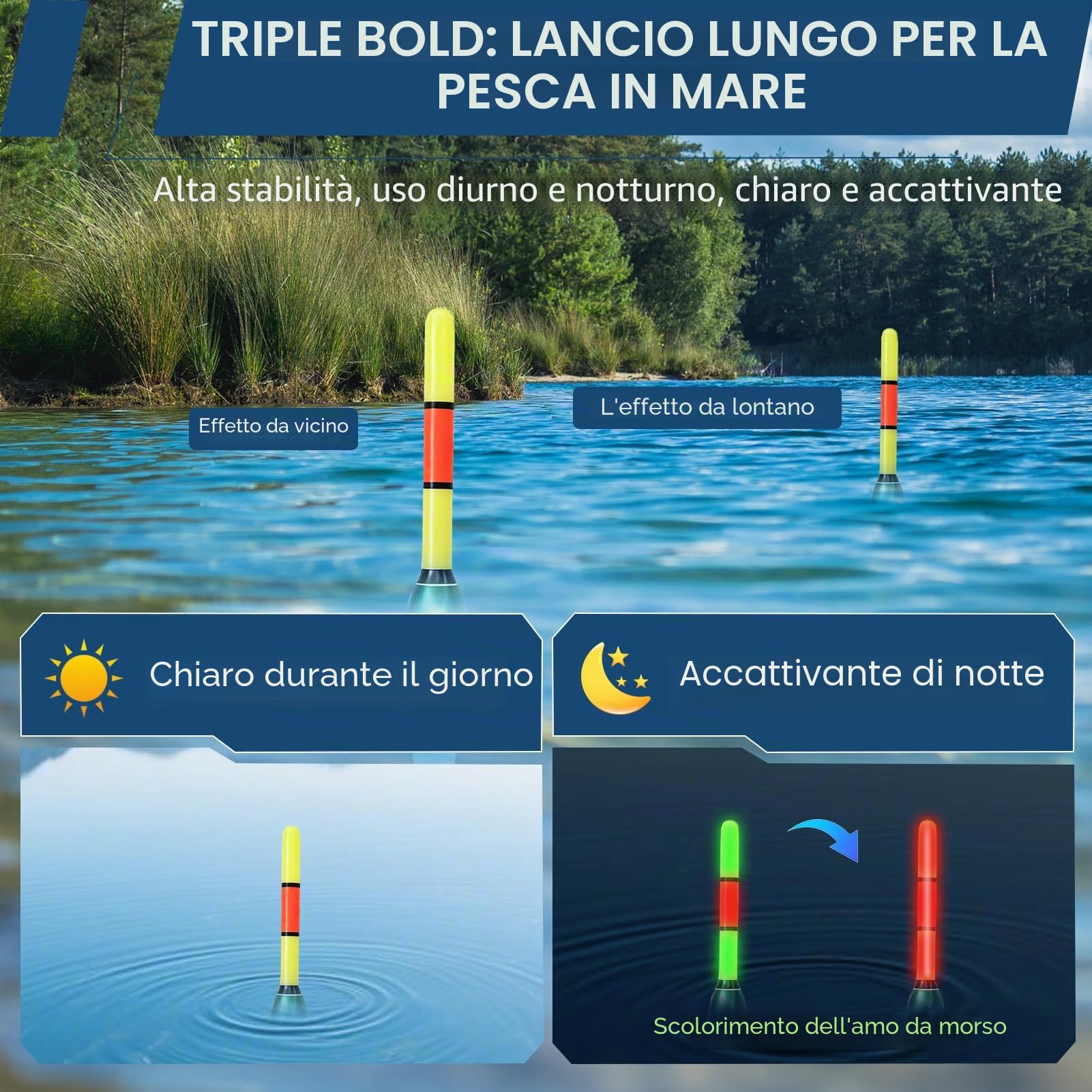 Dongcill Galleggianti da Pesca,Galleggiante Pesca a LED,Bobber Automatico | Bobber Automatico con Cambierà Colore,Accessori-Pesca per Notturna in Mare o Acqua Dolce