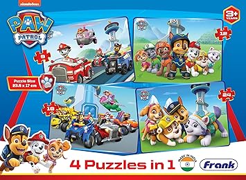 Frank Paw Patrol - A Set of 4 Jigsaw Puzzle for Kids Above 3+ Years - Fun & Challenging Brain Booster Games - for Focus and Memory - Encourage Creative Thinking - 70302 - image, photos