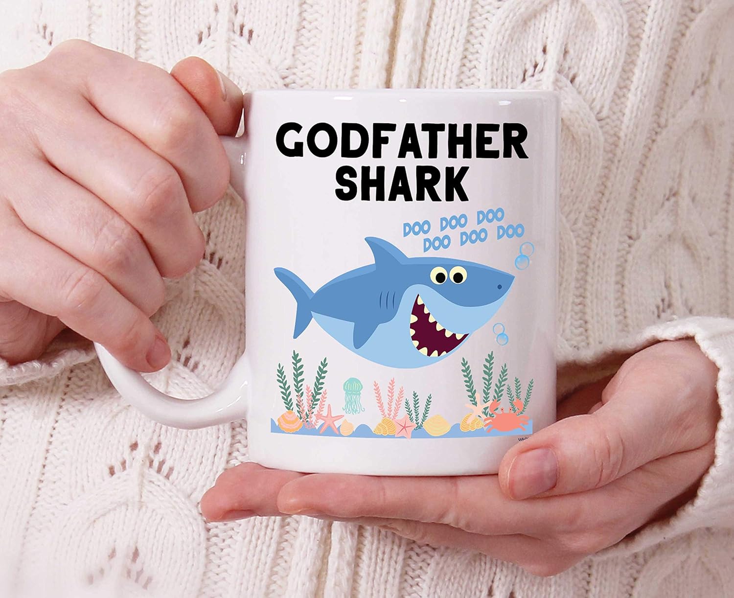 Grеаtеѕt Prоduсt Godfather Shark Coffee Mug From Godchild Goddaughter Godson Daughter For Men - God Dad Uncle Baptism Proposal Funny Fathers Day Cup Whizk 11 oz XSK0012
