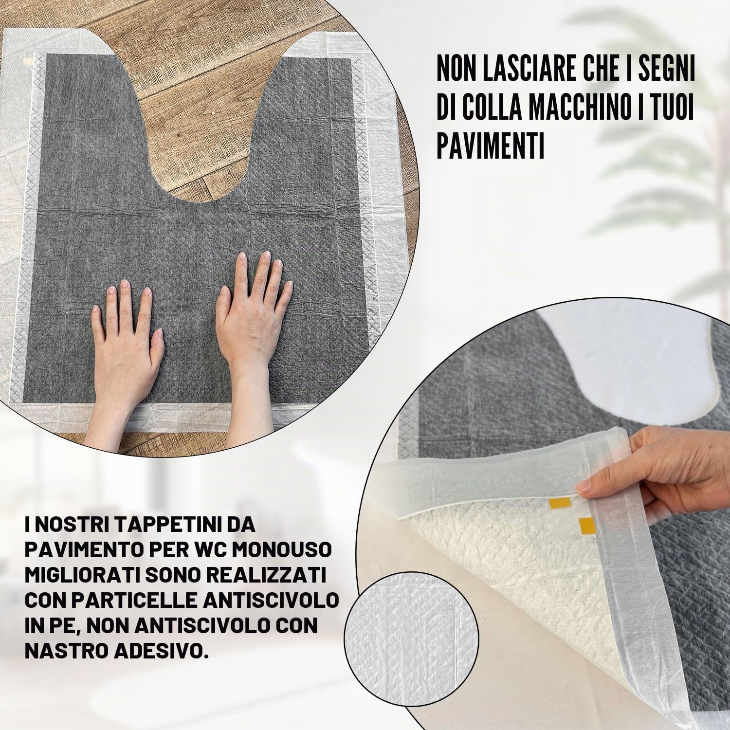 YumSur 25 tappetini igienici usa e getta, protezione per il pavimento del WC, a forma di U, impermeabili, antiscivolo, tappetini da bagno usa e getta per WC (tappetini color carbone)