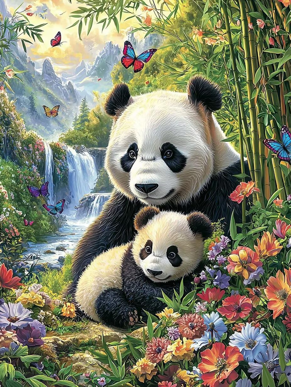 WEISHIWE Panda Krajobraz Numery Zestawy dla dorosłych, 80x100cm m-259 | Pigment akrylowy - początkujący dorośli łatwe na płótnie - nieoprawione - farba do dekoracji ścian w domu