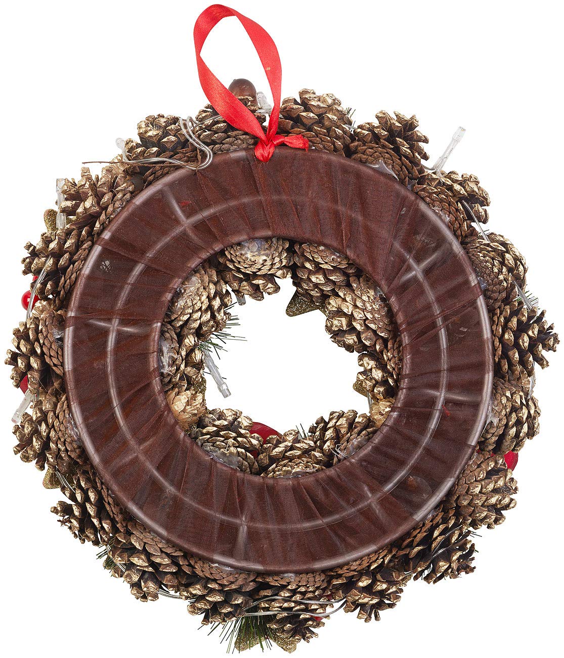 2 couronnes de Noël sans Fil avec 20 LED - 28 cm